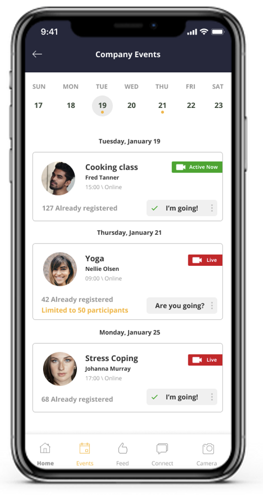 Live and in-person scheduling software for corporate wellness