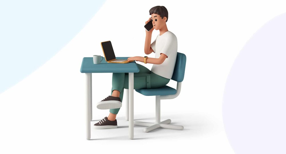 An employee sitting working without taking breaks