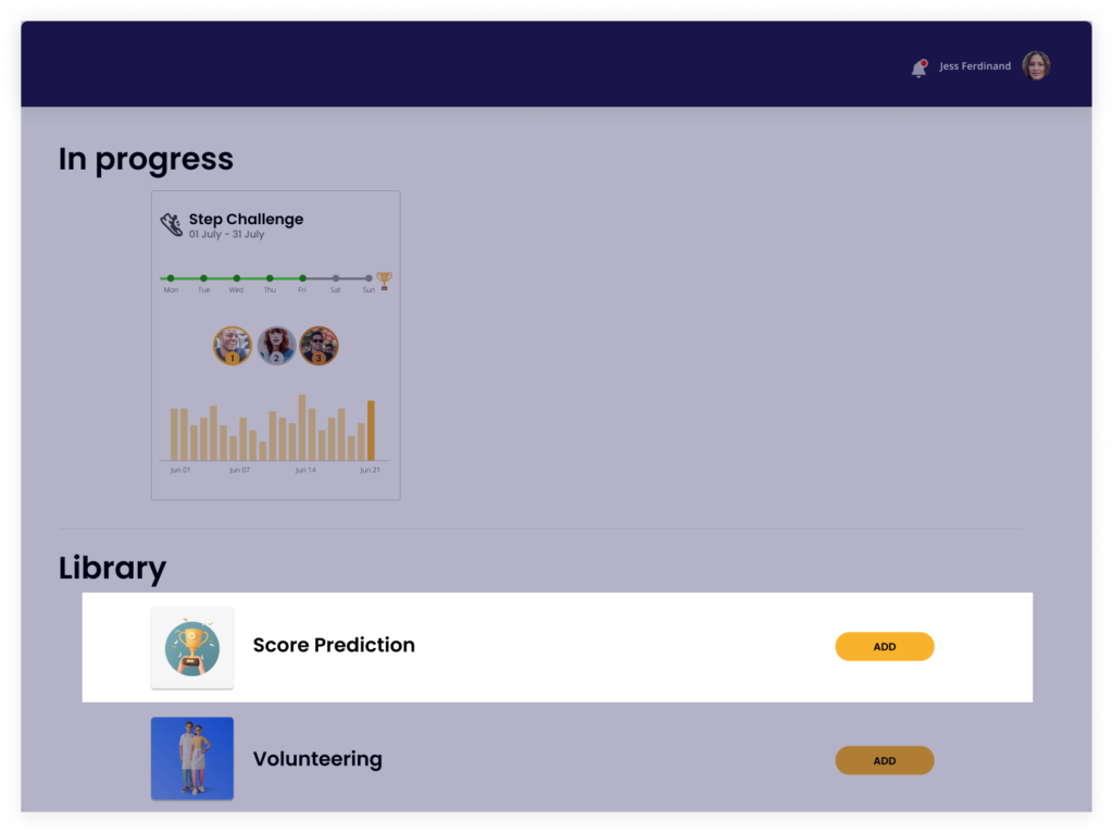 Reaction dashboard with score prediction game